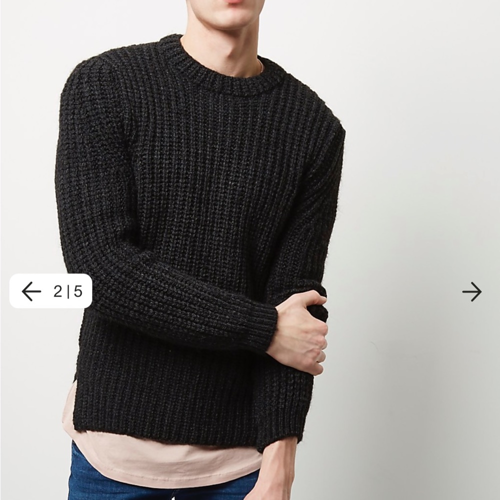 Dark Grey Chunky Knit Jumper